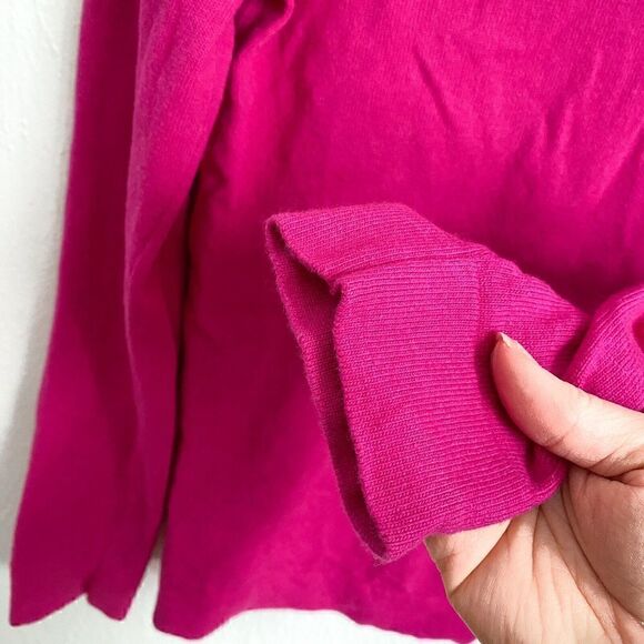 J Crew Cotton Wool Blend Teddie Crewneck Sweater Pink Bright Fuchsia Small - Picture 7 of 10